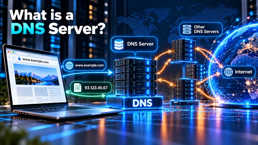 A recursive DNS server asking and an authoritative nameserver giving the answer
