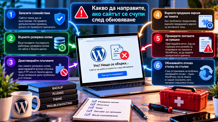 Режим за възстановяване на WordPress след фатална грешка при обновяване Режим за възстановяване на WordPress след фатална грешка при обновяване