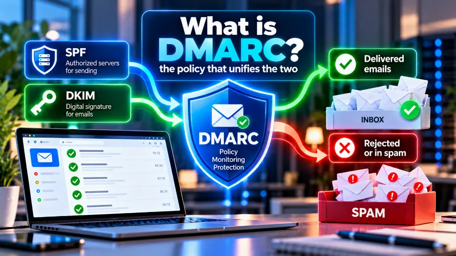 DMARC checks whether the message signature matches the domain in the From field