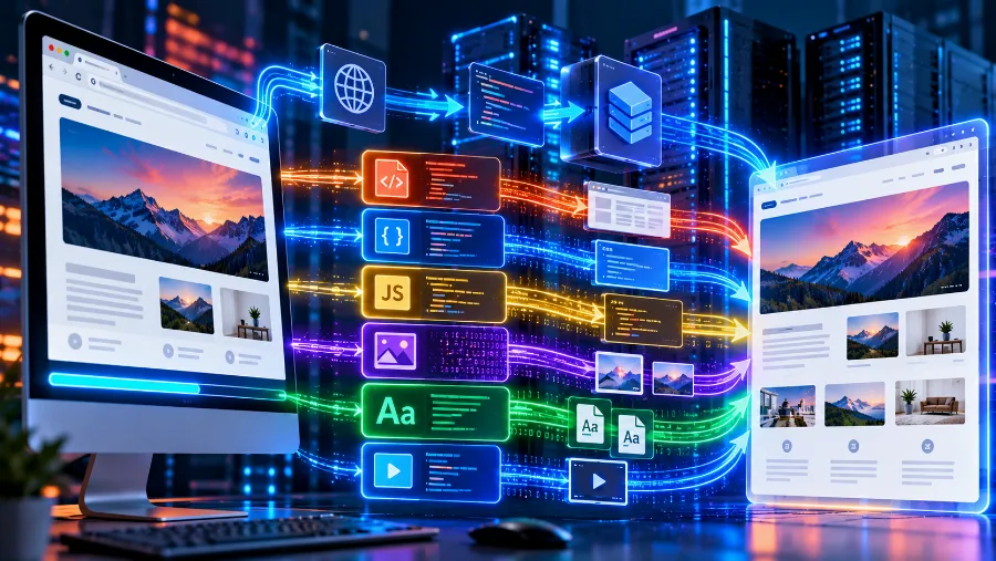 The stages of a page load – server response, main content and response to interaction The stages of a page load – server response, main content and response to interaction