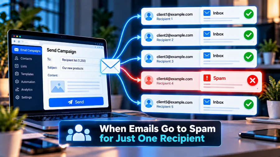 An email moved from spam to the inbox and marked as a trusted sender