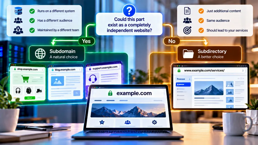 When to use a subdomain – a separate system, audience or purpose