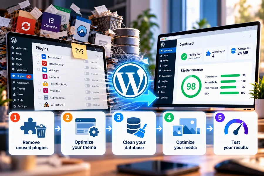 Removing unnecessary plugins to speed up a WordPress site Removing unnecessary plugins to speed up a WordPress site