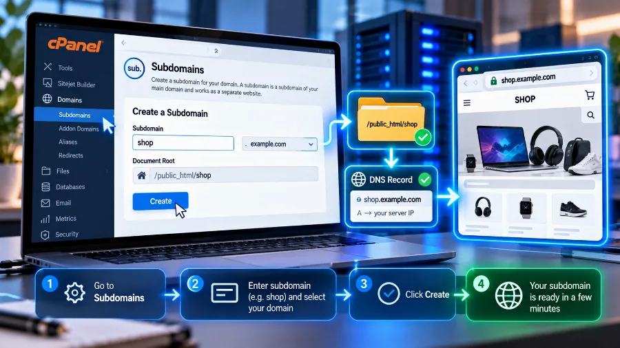 Creating a subdomain through the hosting control panel